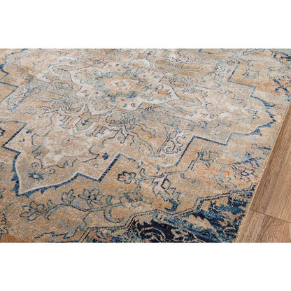 Traditional Rectangle Area Rug, Navy, 2' X 3'