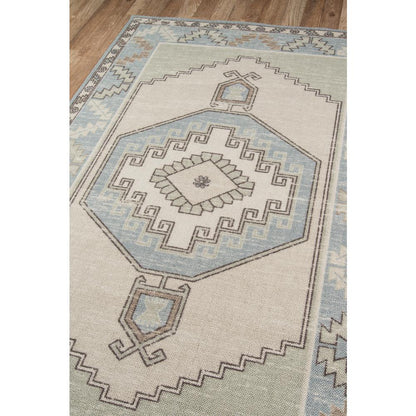 Traditional Rectangle Area Rug, Light Blue, 2' X 3'