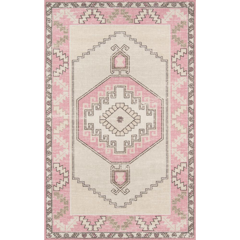 Traditional Rectangle Area Rug, Pink, 2' X 3'