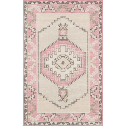 Traditional Rectangle Area Rug, Pink, 2' X 3'