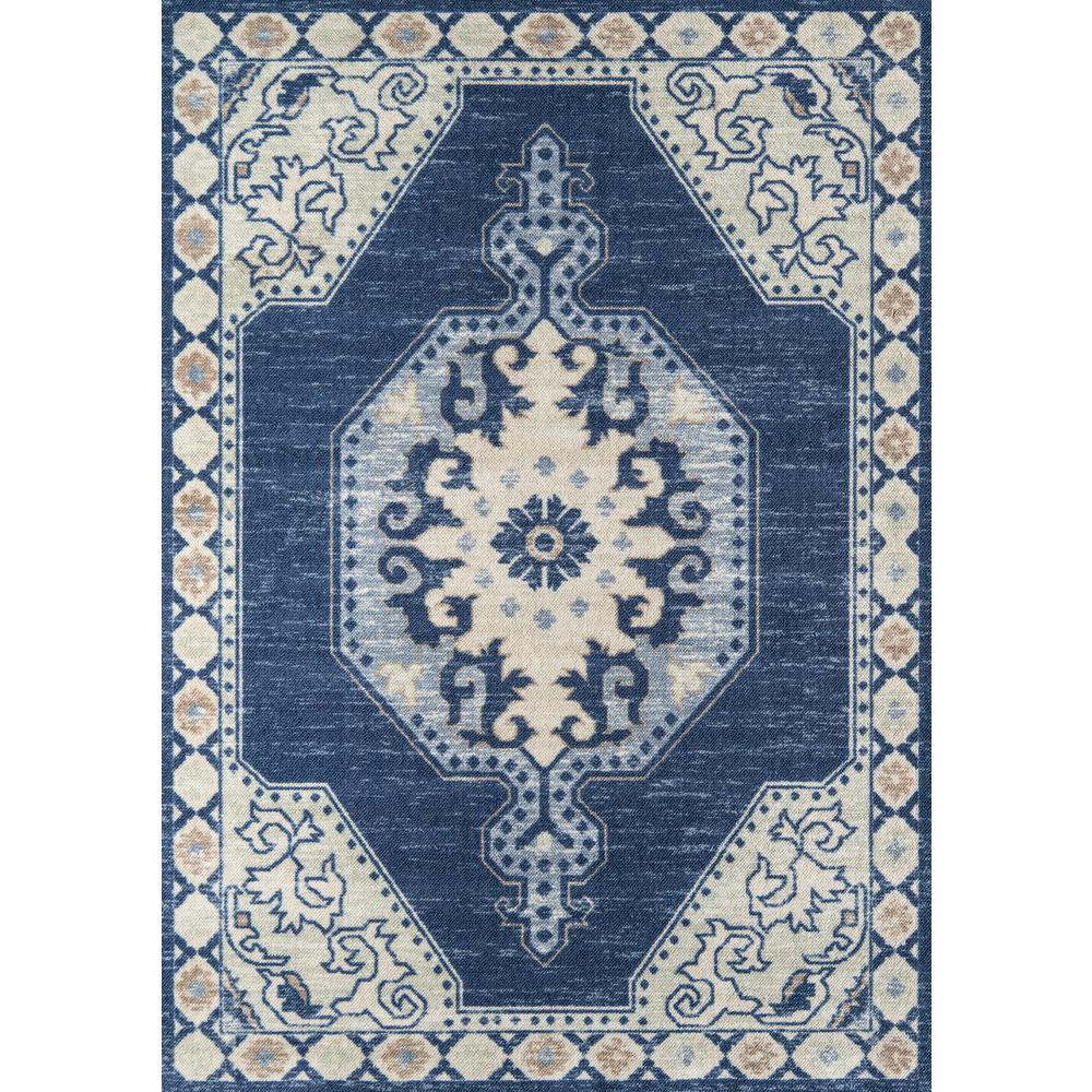 Traditional Rectangle Area Rug, Navy, 2' X 3'