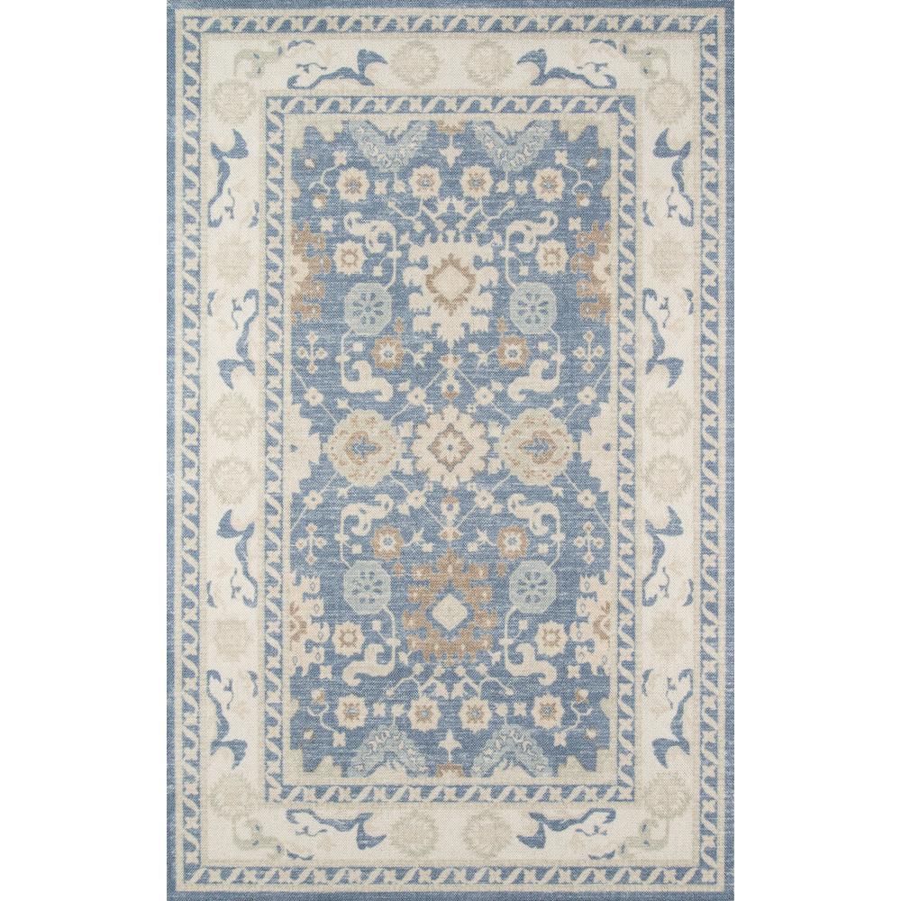Traditional Rectangle Area Rug, Light Blue, 2' X 3'
