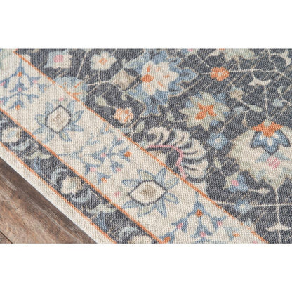 Traditional Rectangle Area Rug, Charcoal, 2' X 3'