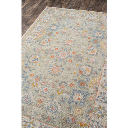 Traditional Rectangle Area Rug, Light Blue, 2' X 3'