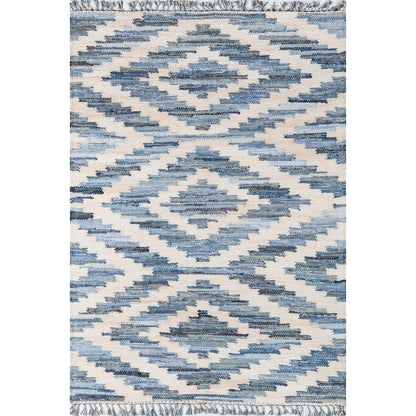 Contemporary Rectangle Area Rug, Blue, 2' X 3'
