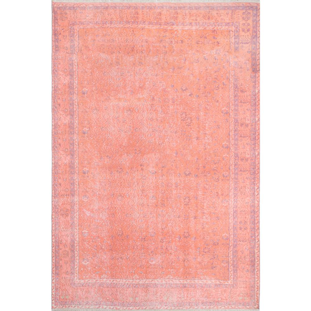 Traditional Rectangle Area Rug, Coral, 2' X 3'