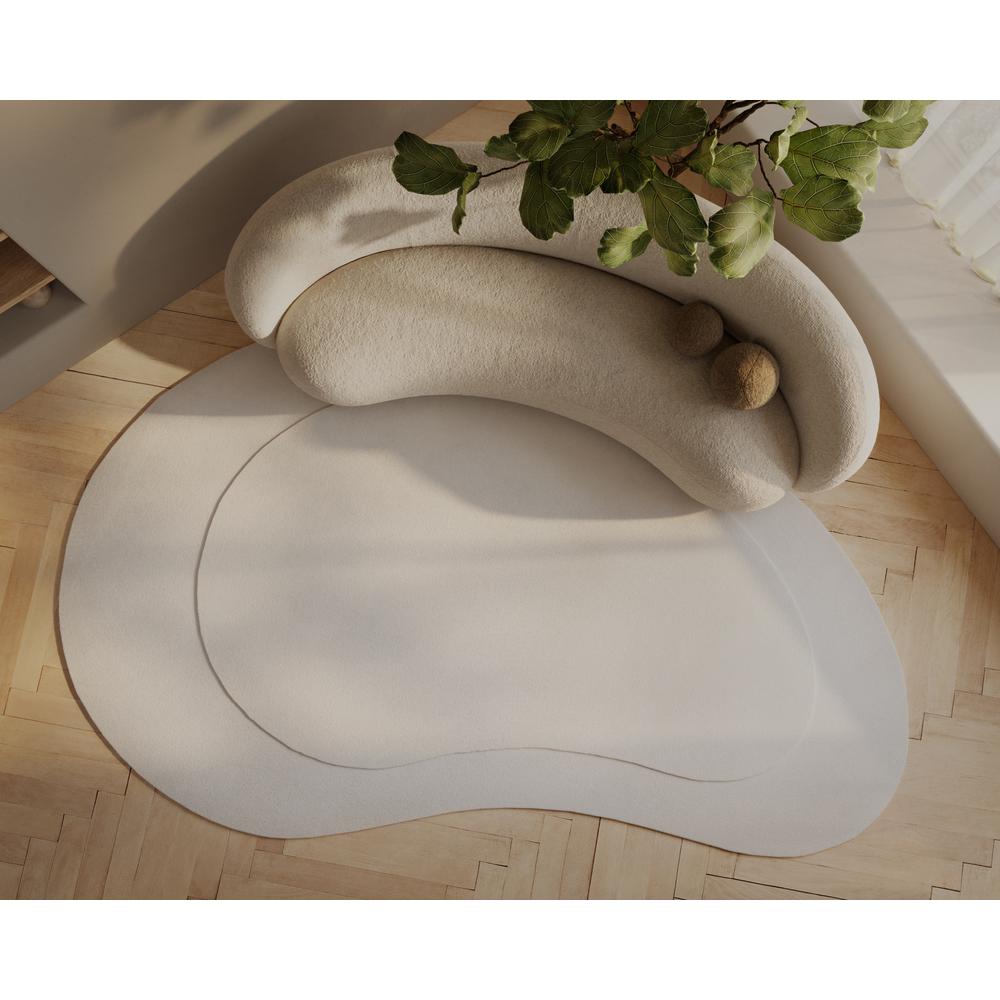 Contemporary Kidney Area Rug, Ivory, 6' X 9'