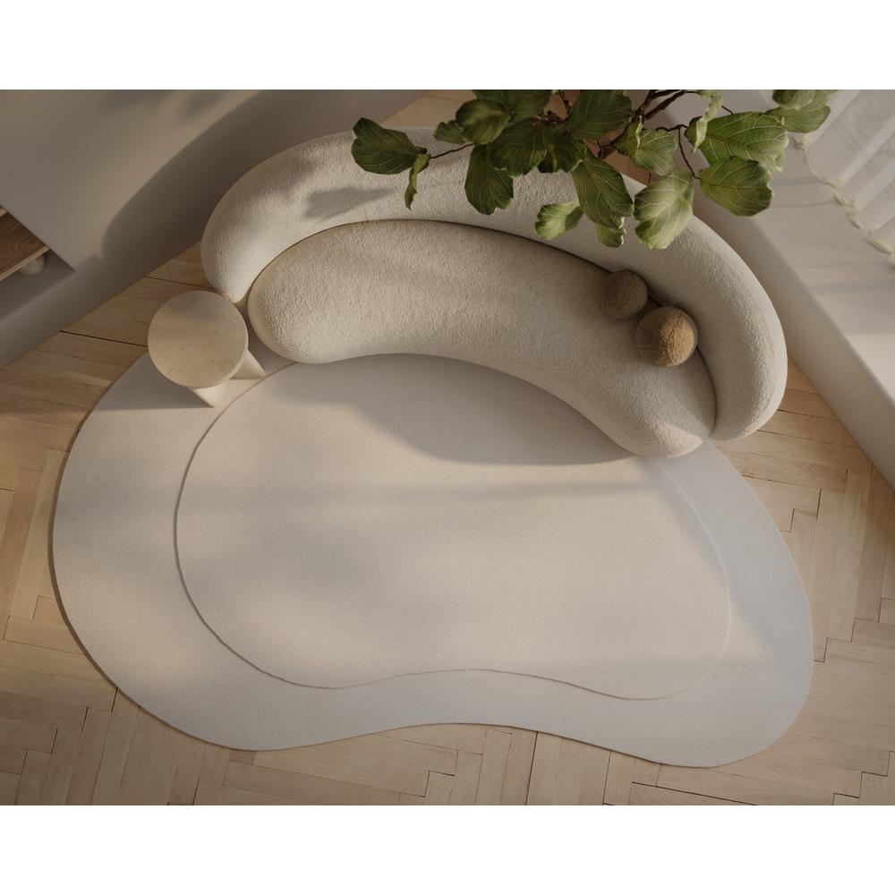 Contemporary Kidney Area Rug, Ivory, 6' X 9'