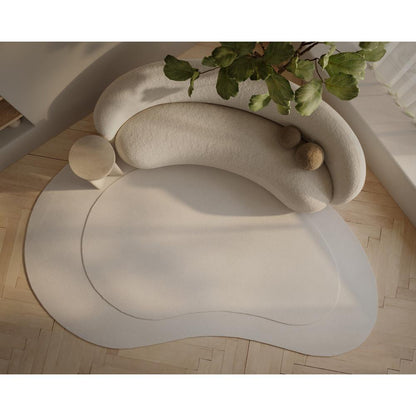 Contemporary Kidney Area Rug, Ivory, 6' X 9'
