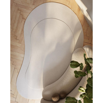 Contemporary Kidney Area Rug, Ivory, 6' X 9'