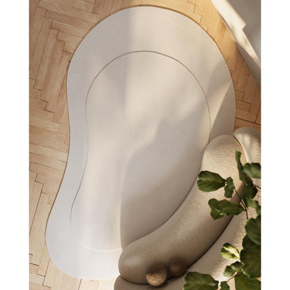 Contemporary Kidney Area Rug, Ivory, 6' X 9'