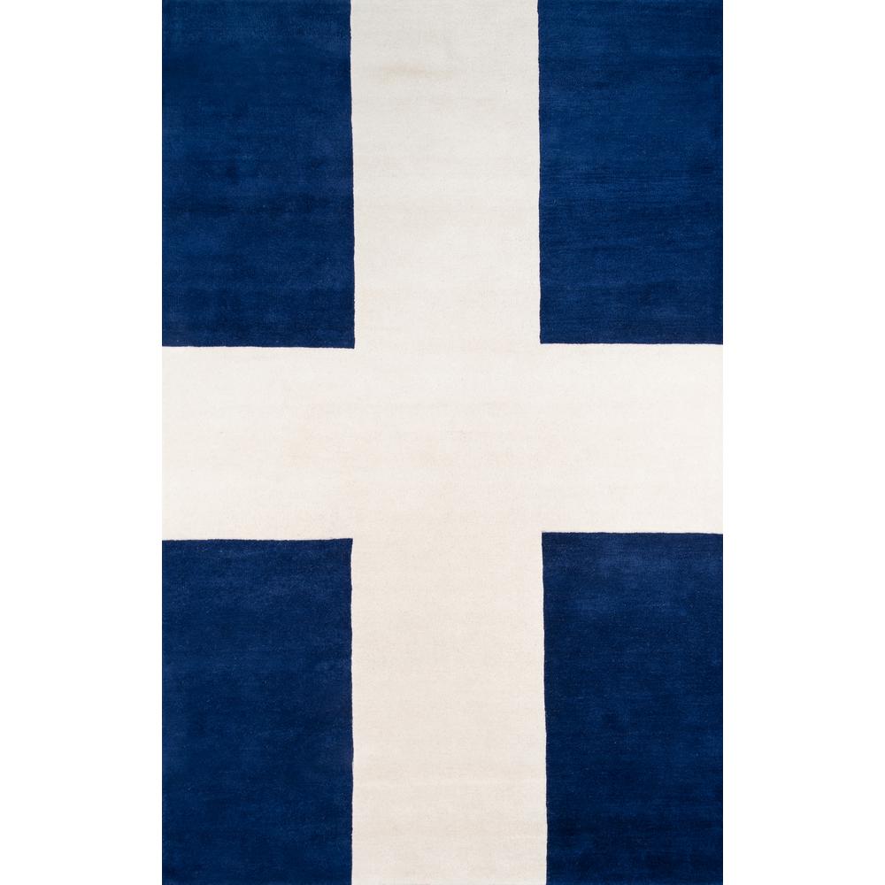 Contemporary Runner Area Rug, Navy, 2'3" X 8' Runner