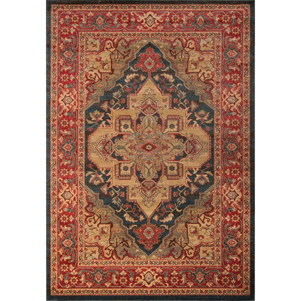 Traditional Rectangle Area Rug, Navy, 2' X 3'