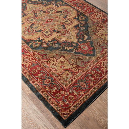 Traditional Rectangle Area Rug, Navy, 2' X 3'
