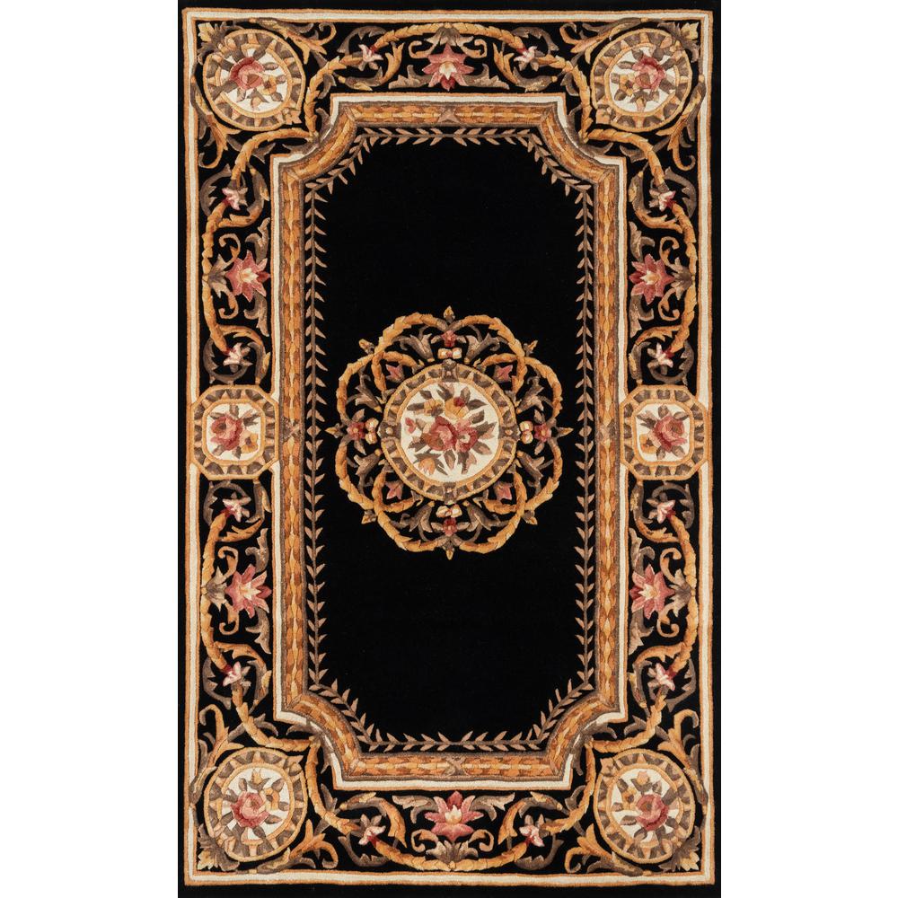Transitional Rectangle Area Rug, Black, 2' X 3'