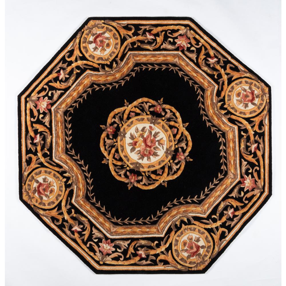 Transitional Rectangle Area Rug, Black, 2' X 3'