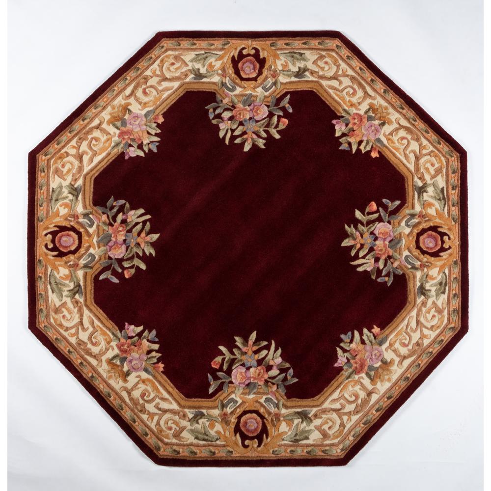 Transitional Round Area Rug, Burgundy, 7'9" X 7'9" Round