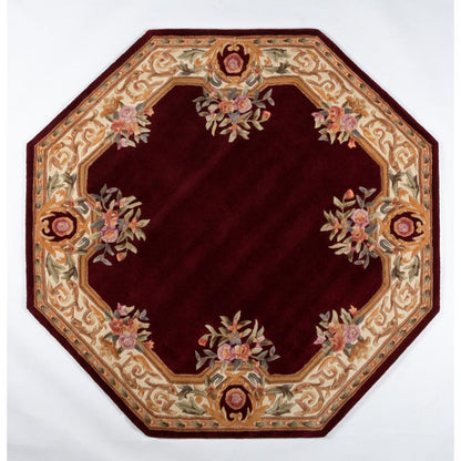 Transitional Round Area Rug, Burgundy, 7'9" X 7'9" Round