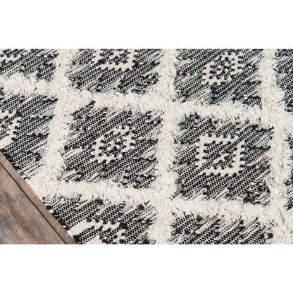 Contemporary Rectangle Area Rug, Black, 2' X 3'