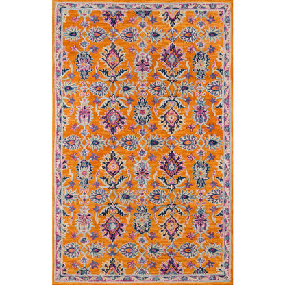 Traditional Rectangle Area Rug, Orange, 2' X 3'