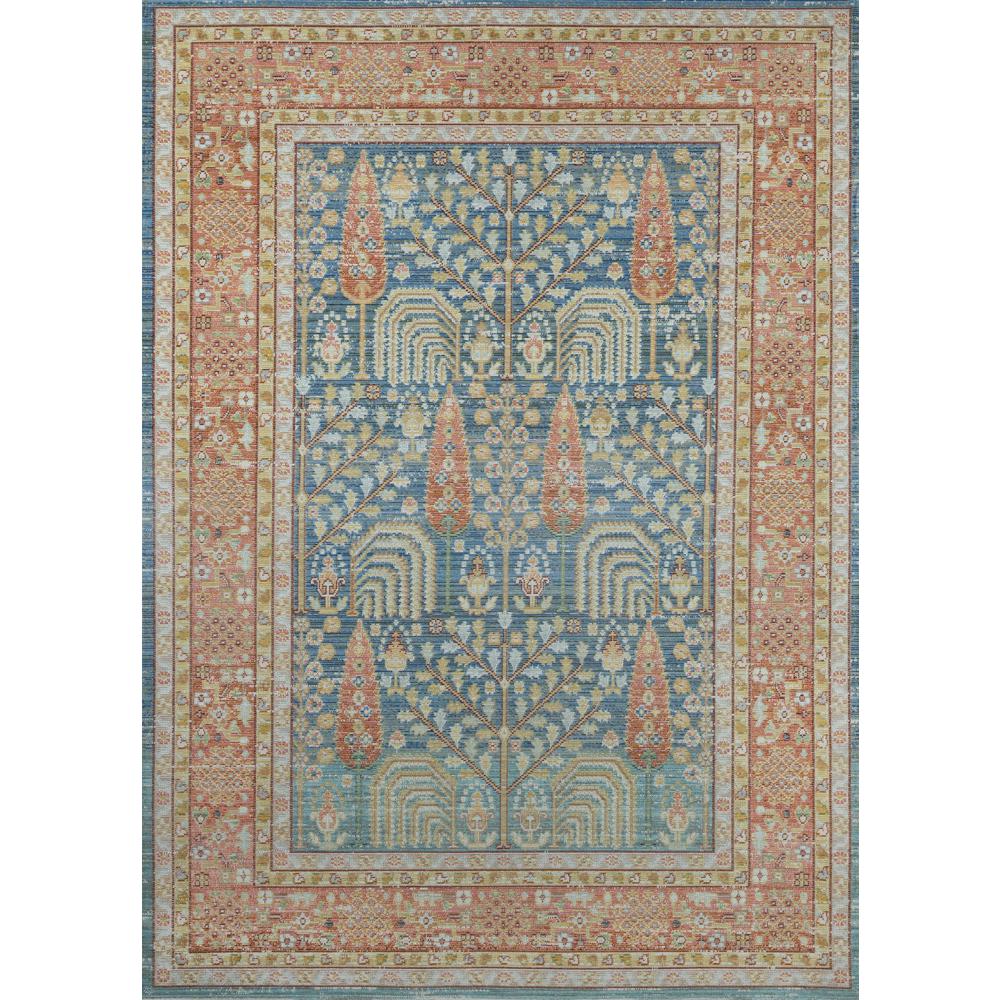 Traditional Rectangle Area Rug, Blue, 2' X 3'