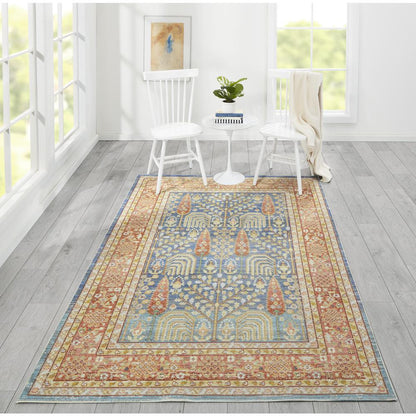 Traditional Rectangle Area Rug, Blue, 2' X 3'