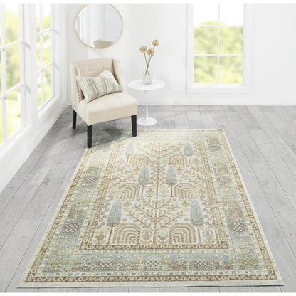 Traditional Rectangle Area Rug, Ivory, 5'3" X 7'3"
