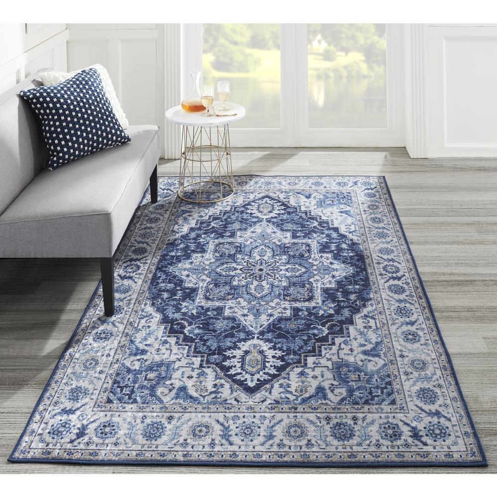 Traditional Rectangle Area Rug, Blue, 8' X 10'