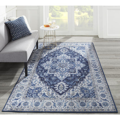 Traditional Rectangle Area Rug, Blue, 8' X 10'