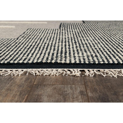 Contemporary Rectangle Area Rug, Black, 2' X 3'