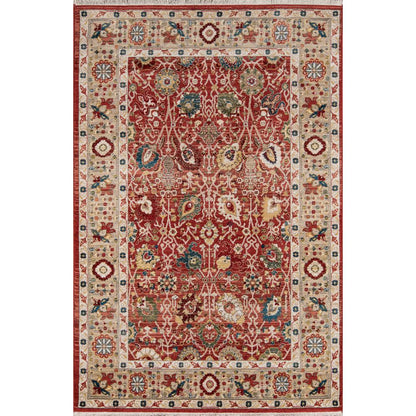 Traditional Rectangle Area Rug, Red, 2' X 3'