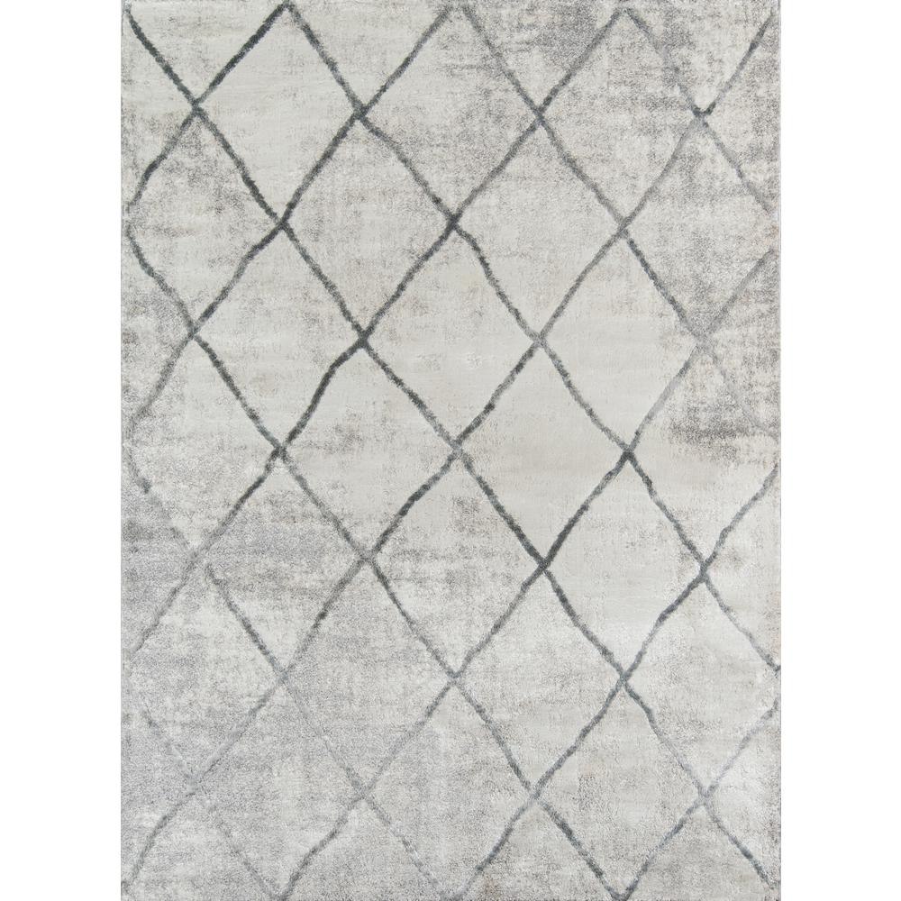 Modern Rectangle Area Rug, Grey, 2' X 3'