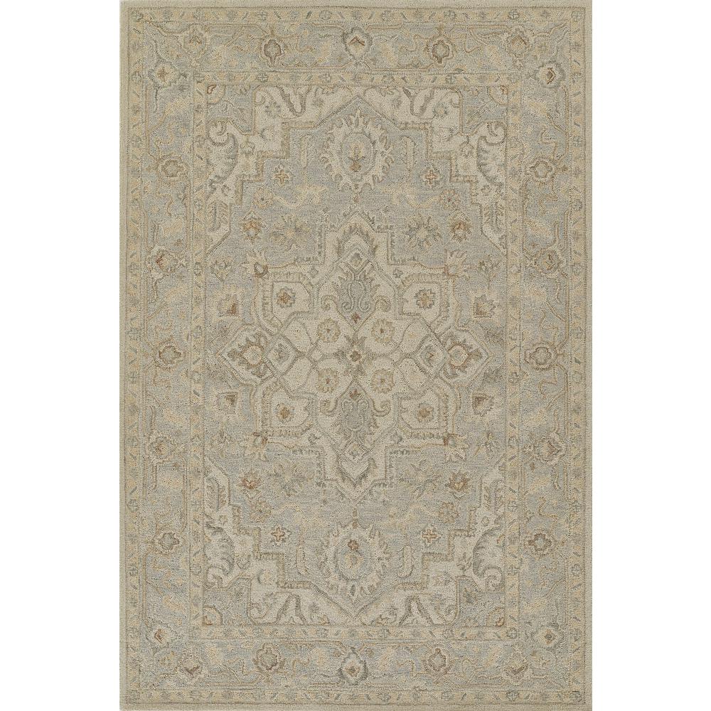 Traditional Rectangle Area Rug, Light Blue, 2' X 4'