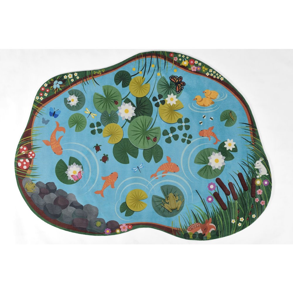 Playground Pond Blue Kid Rug 6' X 8'2"