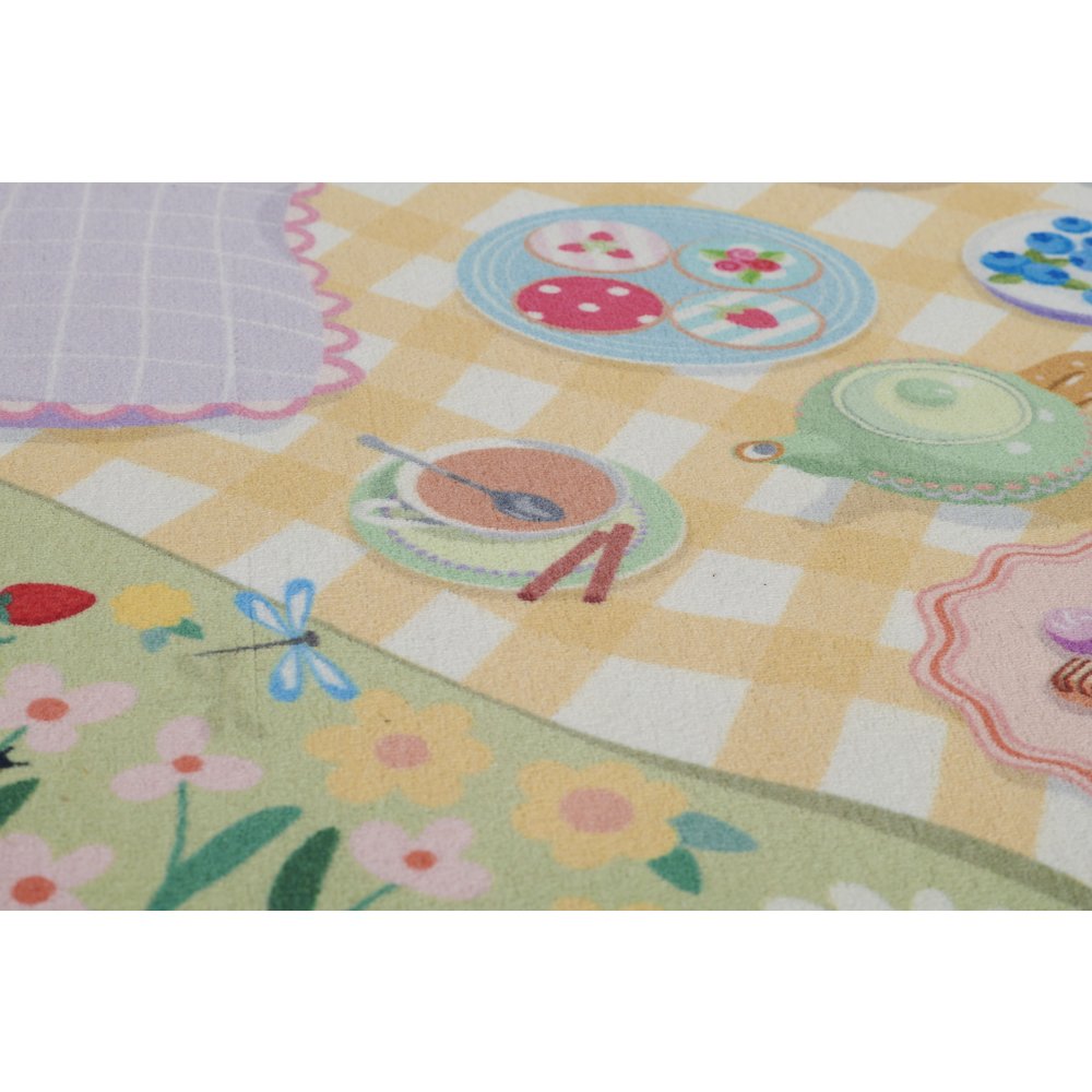 Playground Tea Party Green Kid Rug 4' X 4' Round