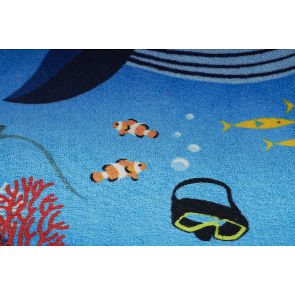 Playground Ocean Blue Kid Rug 4' X 4' Round