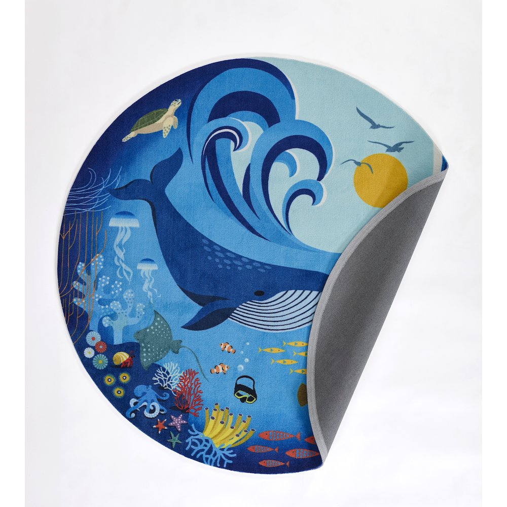 Playground Ocean Blue Kid Rug 4' X 4' Round