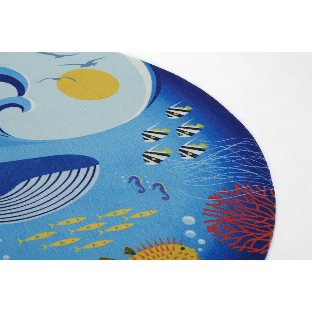 Playground Ocean Blue Kid Rug 4' X 4' Round