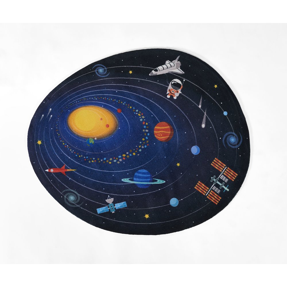 Playground Space Blue Kid Rug 4' X 4'4"