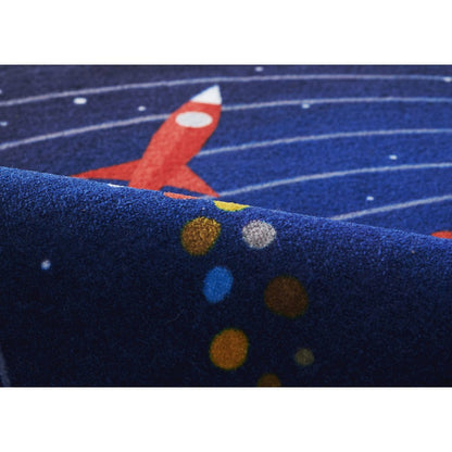 Playground Space Blue Kid Rug 4' X 4'4"