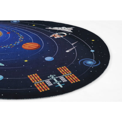 Playground Space Blue Kid Rug 4' X 4'4"