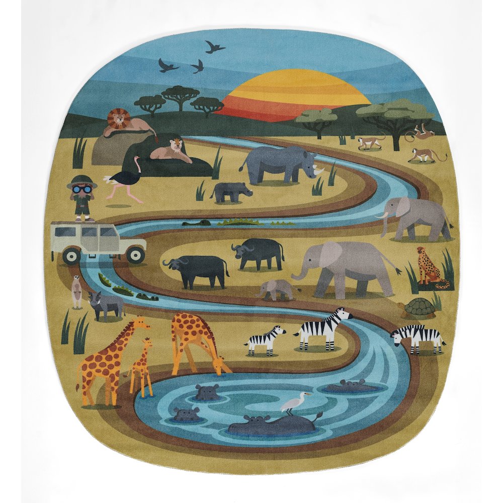 Playground Safari Multi Kid Rug 6' X 6'8"
