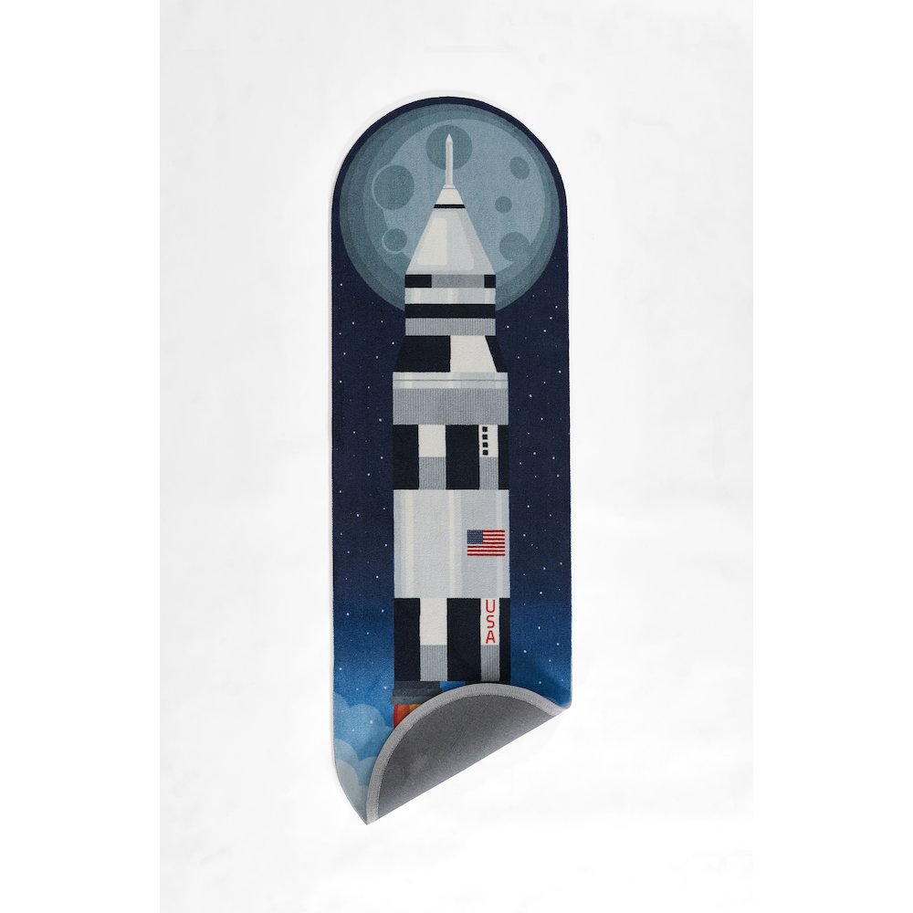 Playground Rocket Blue Kid Rug 2'4" X 7'7"