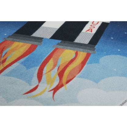 Playground Rocket Blue Kid Rug 2'4" X 7'7"