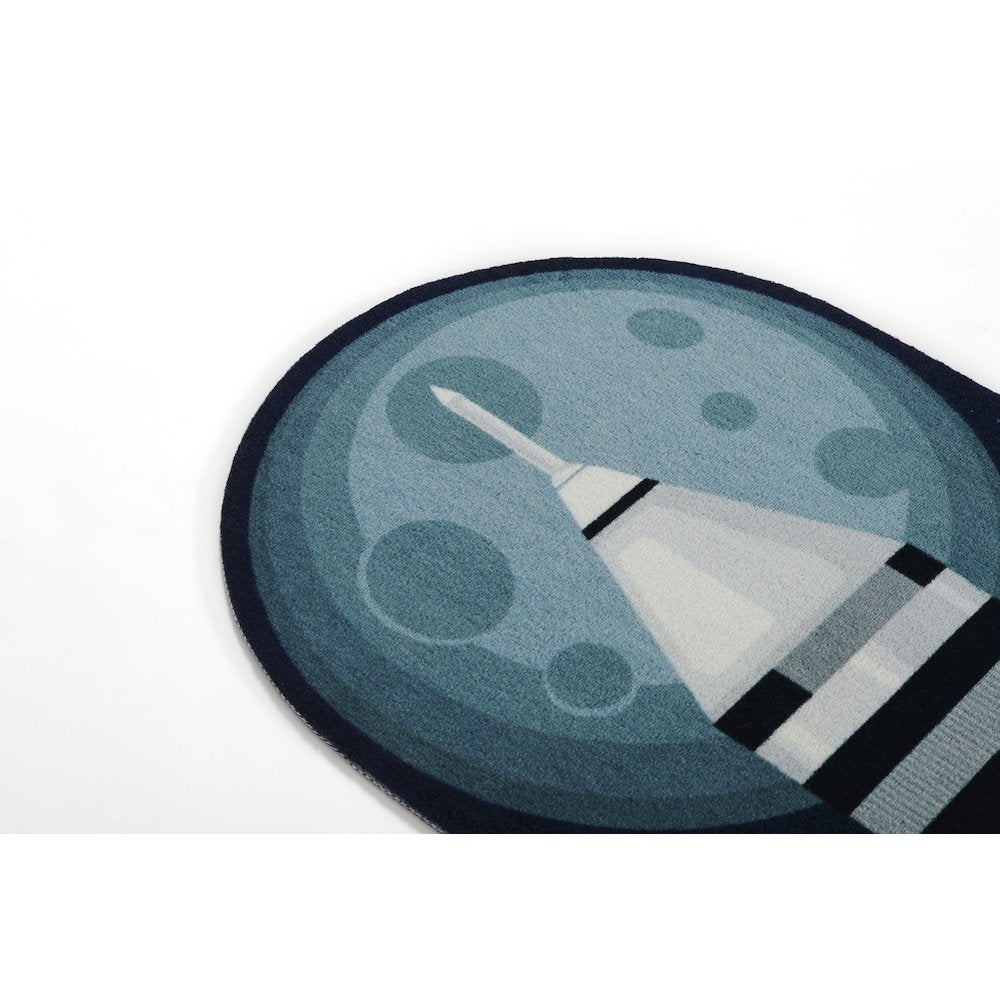 Playground Rocket Blue Kid Rug 2'4" X 7'7"