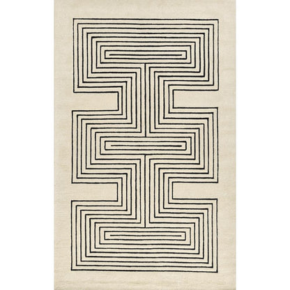 Contemporary Rectangle Area Rug, White, 2' X 3'