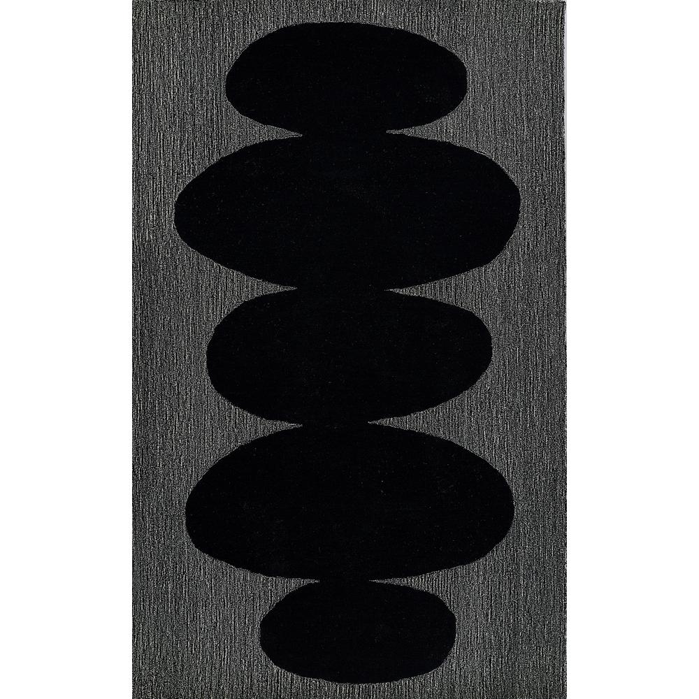Contemporary Rectangle Area Rug, Black, 2' X 3'