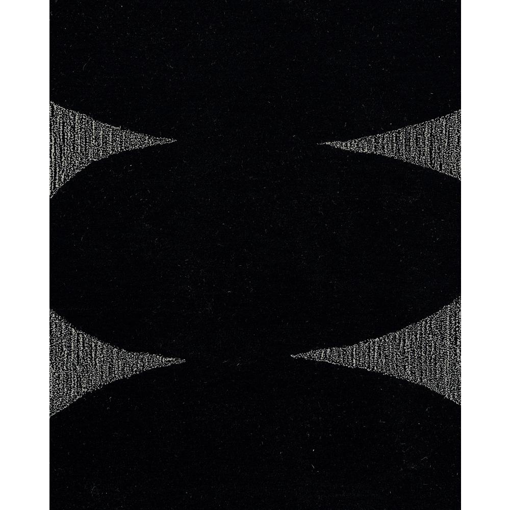 Contemporary Rectangle Area Rug, Black, 2' X 3'