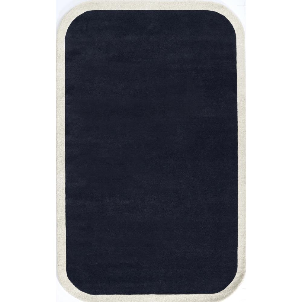 Contemporary Rectangle Area Rug, Navy, 2' X 4'
