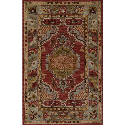 Traditional Rectangle Area Rug, Red, 2' X 3'